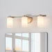Vanity Light Thesis 207042A Bedminster 24 inch 3 light Brushed Nickel Vanity Light with Etched Opal Ribbed Glass Shades THESIS