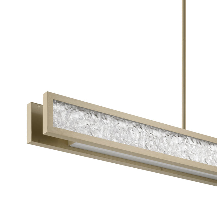 Chandelier Thesis 207413A Courtney 48 inch Champagne Gold 5CCT LED Linear Chandelier with Clear Water Glass THESIS