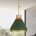 Pendant Light Thesis 207401A Doyle 13 inch 1 light Natural Brass Pendant Light with Matte Green Metal Shade THESIS