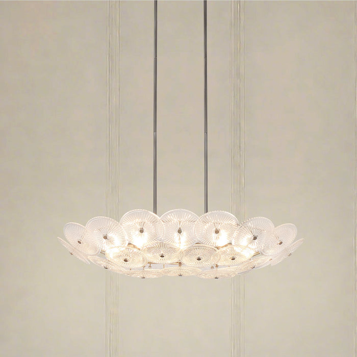 Chandelier Thesis 207309A Avril 42 inch 8 light Forged Bronze Chandelier with Clear Starburst Glass Shade THESIS