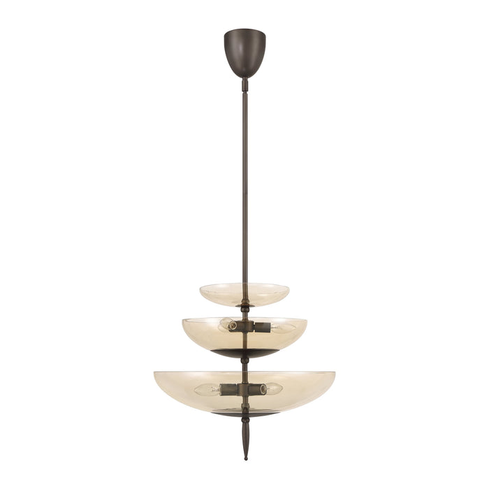 Pendant Light Thesis 207781A Fiorello 21 inch 6 light Forged Bronze Pendant Light with Smoked Amber Glass Shades THESIS