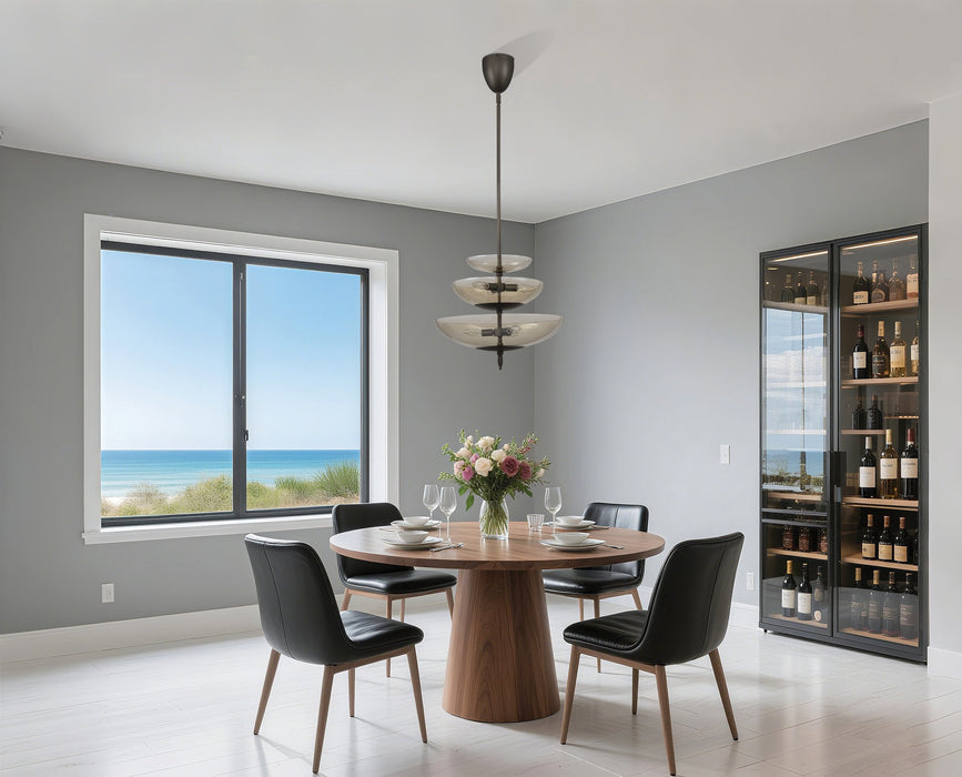 Pendant Light Thesis 207781A Fiorello 21 inch 6 light Forged Bronze Pendant Light with Smoked Amber Glass Shades THESIS