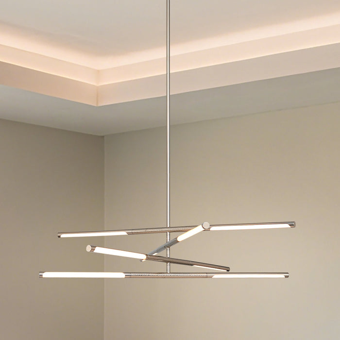 Chandelier Thesis 207285A Overture 36 inch 8 light Polished Nickel 5CCT LED Chandelier THESIS
