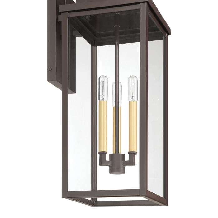 Exterior Wall Sconce Thesis 207751A Hillside 25 inch 3 light Dark Bronze Exterior Wall Sconce with Clear Glass THESIS
