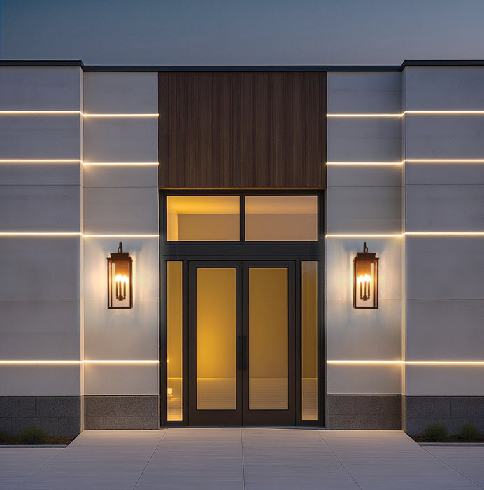 Exterior Wall Sconce Thesis 207751A Hillside 25 inch 3 light Dark Bronze Exterior Wall Sconce with Clear Glass THESIS