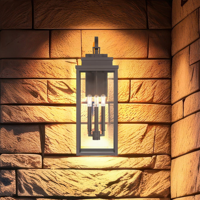 Exterior Wall Sconce Thesis 207751A Hillside 25 inch 3 light Dark Bronze Exterior Wall Sconce with Clear Glass THESIS