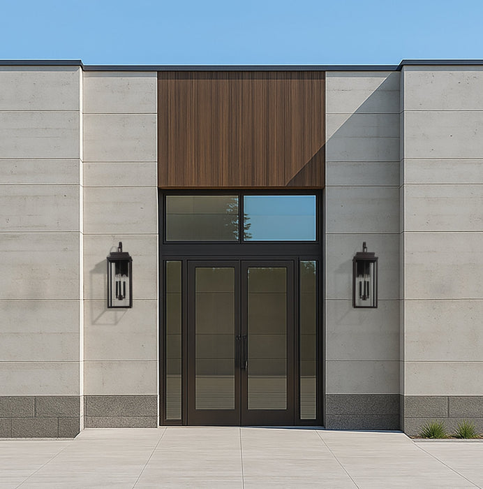 Exterior Wall Sconce Thesis 207751A Hillside 25 inch 3 light Dark Bronze Exterior Wall Sconce with Clear Glass THESIS