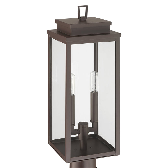 Exterior Post Light Thesis 207753A Hillside 20 inch 2 light Dark Bronze Exterior Post Light with Clear Glass THESIS
