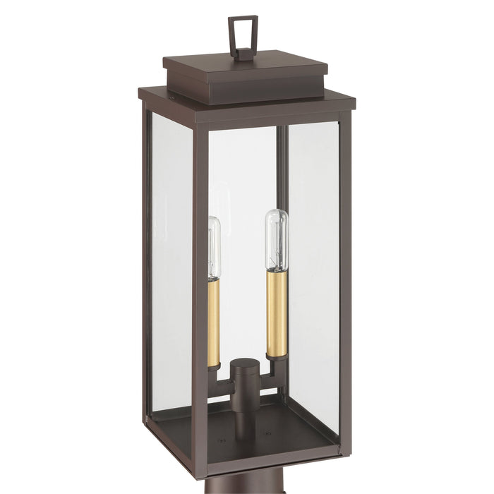 Exterior Post Light Thesis 207753A Hillside 20 inch 2 light Dark Bronze Exterior Post Light with Clear Glass THESIS