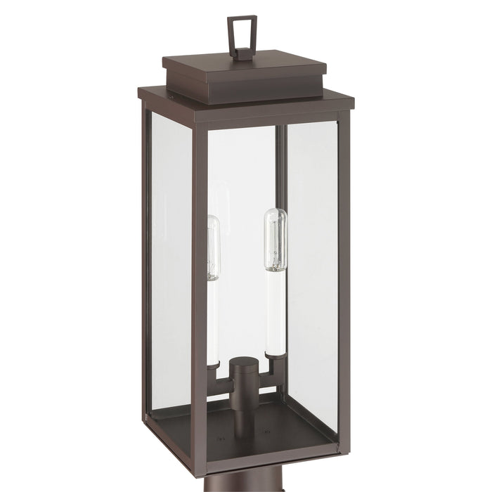 Exterior Post Light Thesis 207753A Hillside 20 inch 2 light Dark Bronze Exterior Post Light with Clear Glass THESIS