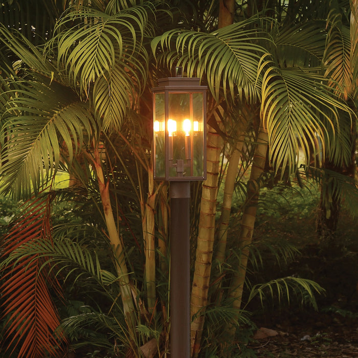 Exterior Post Light Thesis 207753A Hillside 20 inch 2 light Dark Bronze Exterior Post Light with Clear Glass THESIS