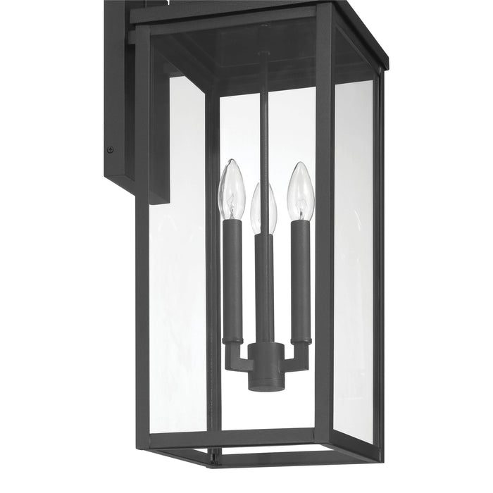 Exterior Wall Sconce Thesis 207743A Hillside 25 inch 3 light Textured Black Exterior Wall Sconce with Clear Glass THESIS
