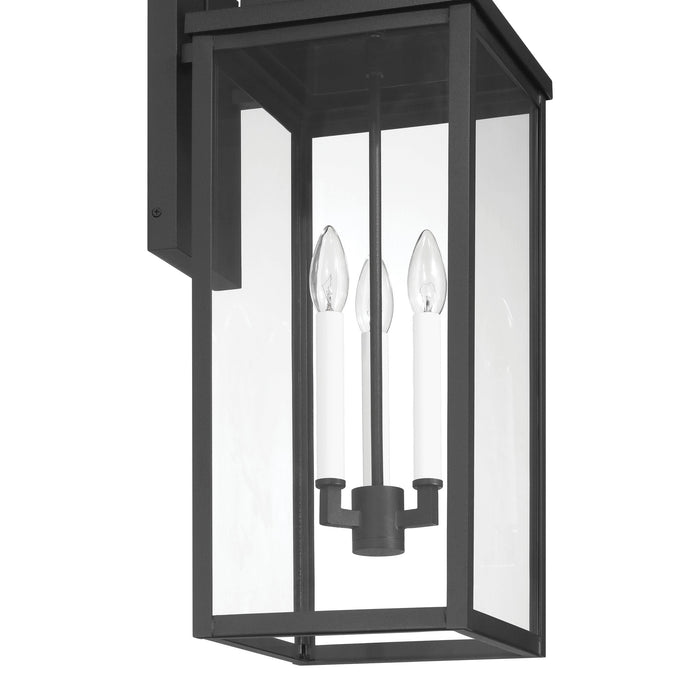 Exterior Wall Sconce Thesis 207743A Hillside 25 inch 3 light Textured Black Exterior Wall Sconce with Clear Glass THESIS
