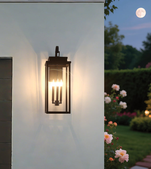 Exterior Wall Sconce Thesis 207743A Hillside 25 inch 3 light Textured Black Exterior Wall Sconce with Clear Glass THESIS