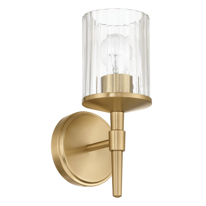 Vanity Light Thesis 207692A Andrea 5 inch 1 light Champagne Gold Vanity Light with Clear Ribbed Glass Shade THESIS