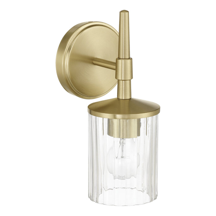 Vanity Light Thesis 207692A Andrea 5 inch 1 light Champagne Gold Vanity Light with Clear Ribbed Glass Shade THESIS