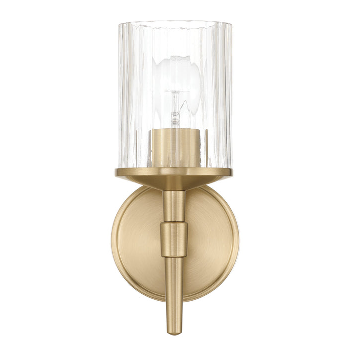 Vanity Light Thesis 207692A Andrea 5 inch 1 light Champagne Gold Vanity Light with Clear Ribbed Glass Shade THESIS