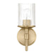 Vanity Light Thesis 207692A Andrea 5 inch 1 light Champagne Gold Vanity Light with Clear Ribbed Glass Shade THESIS