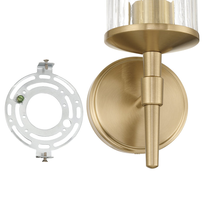 Vanity Light Thesis 207692A Andrea 5 inch 1 light Champagne Gold Vanity Light with Clear Ribbed Glass Shade THESIS