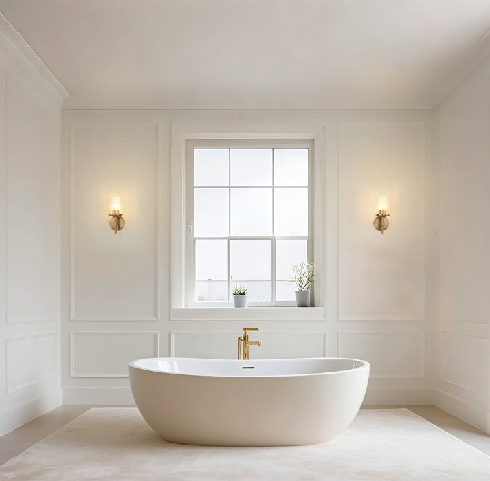 Vanity Light Thesis 207692A Andrea 5 inch 1 light Champagne Gold Vanity Light with Clear Ribbed Glass Shade THESIS