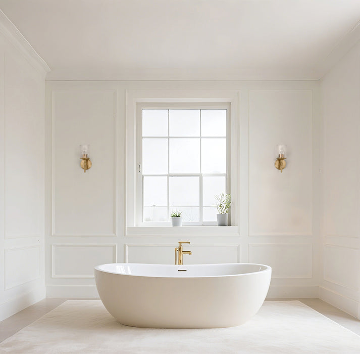 Vanity Light Thesis 207692A Andrea 5 inch 1 light Champagne Gold Vanity Light with Clear Ribbed Glass Shade THESIS