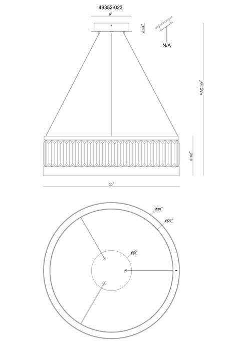 Eurofase 49352-023 Empra 30" Matte Black LED Chandelier
