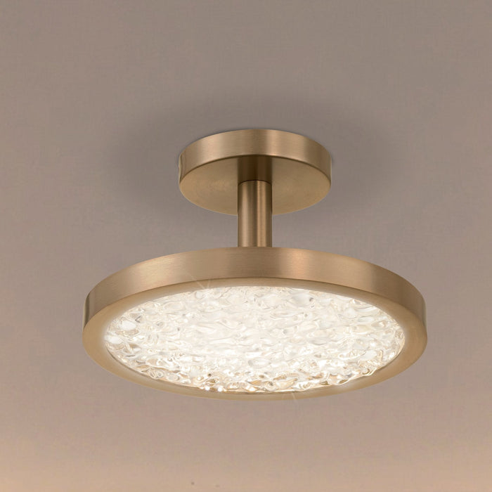 Convertible Pendant Thesis 207416A Courtney 12 inch Champagne Gold 5CCT LED Convertible Pendant with Clear Water Glass THESIS