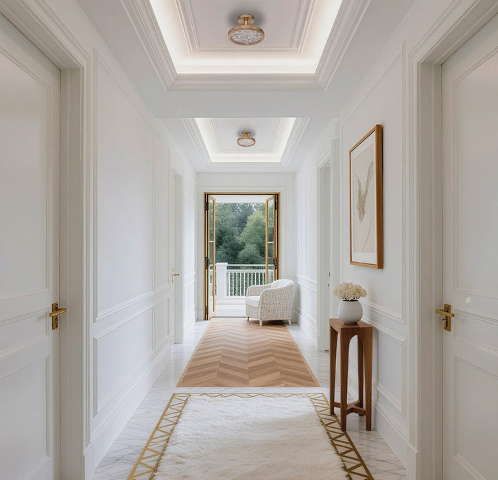 Convertible Pendant Thesis 207416A Courtney 12 inch Champagne Gold 5CCT LED Convertible Pendant with Clear Water Glass THESIS