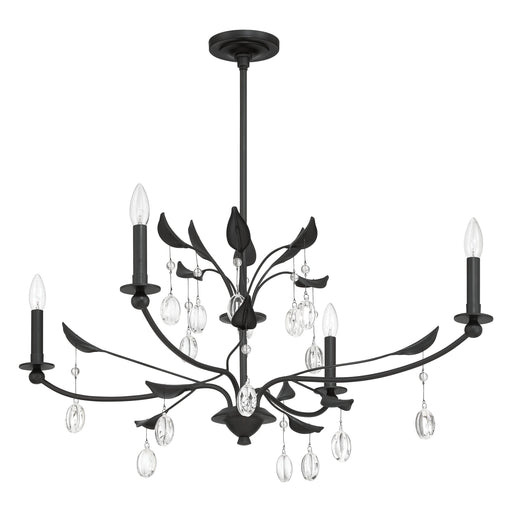 Chandelier Thesis 207347A Presley 36 inch 4 light Textured Black Chandelier with Clear Glass Drops THESIS