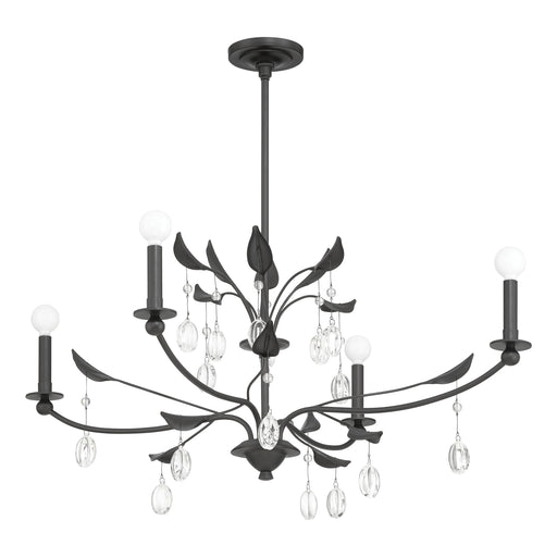 Chandelier Thesis 207347A Presley 36 inch 4 light Textured Black Chandelier with Clear Glass Drops THESIS