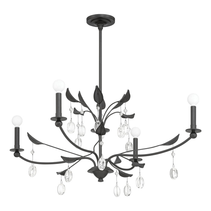 Chandelier Thesis 207347A Presley 36 inch 4 light Textured Black Chandelier with Clear Glass Drops THESIS