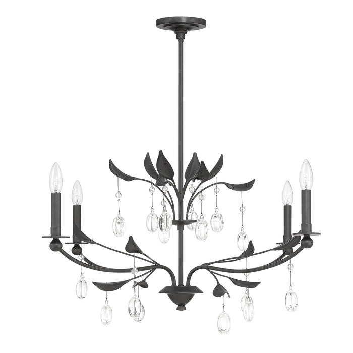 Chandelier Thesis 207347A Presley 36 inch 4 light Textured Black Chandelier with Clear Glass Drops THESIS
