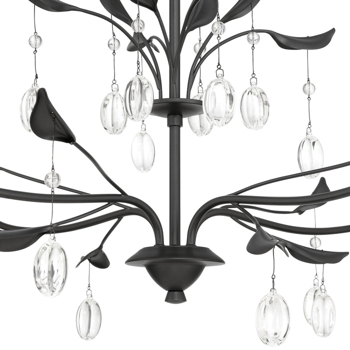 Chandelier Thesis 207347A Presley 36 inch 4 light Textured Black Chandelier with Clear Glass Drops THESIS