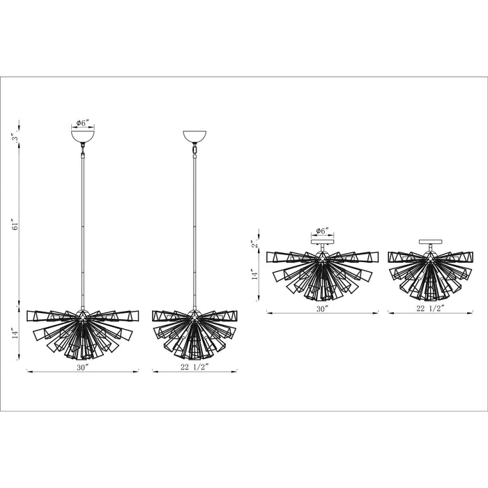 Eurofase 46762-023 Dendelio 30" Matte Gold Chandelier