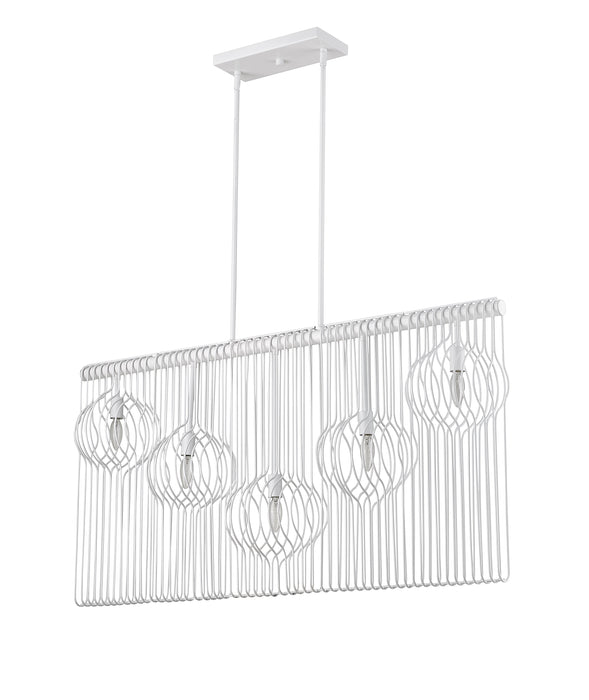 Linear Chandelier Z-Lite 801-5L-WH White Contour 5 Light Linear Chandelier Z-Lite