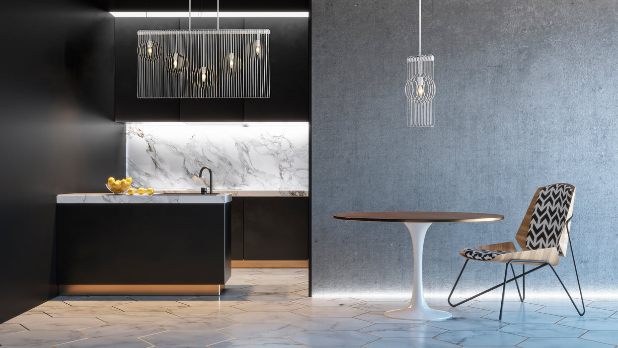 Linear Chandelier Z-Lite 801-5L-WH White Contour 5 Light Linear Chandelier Z-Lite