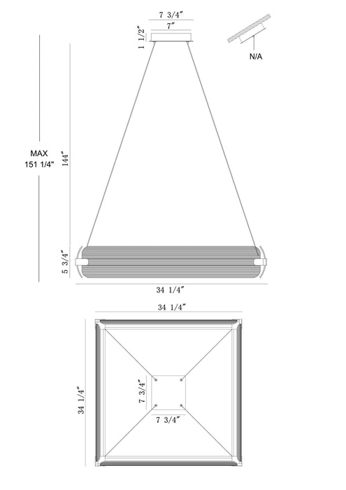 Eurofase 50053-025 Neoness 34" Weathered Brass LED Chandelier