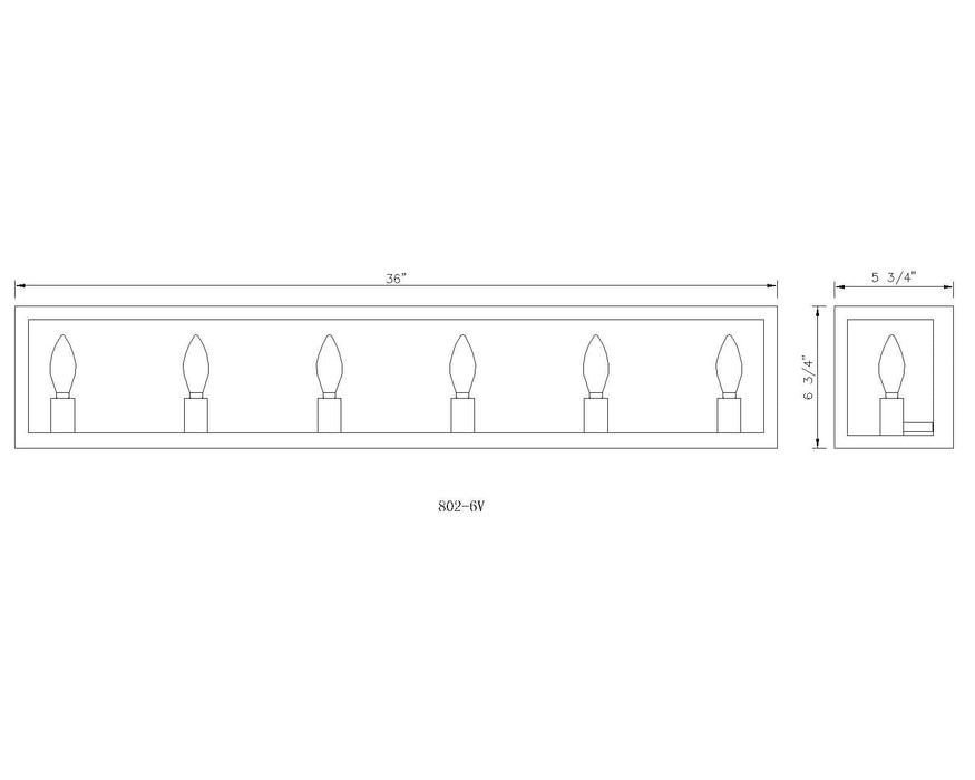 Vanity Z-Lite 802-6V-MC Misty Charcoal Infinity 6 Light Vanity Z-Lite
