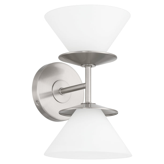 Vanity Light Thesis 207326A Tremolo 11 inch 2 light Brushed Nickel and Polished Nickel Vanity Light with Etched Opal Glass THESIS