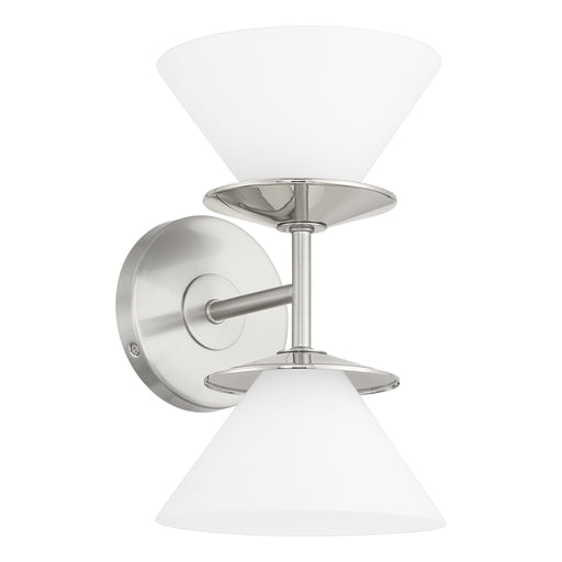 Vanity Light Thesis 207326A Tremolo 11 inch 2 light Brushed Nickel and Polished Nickel Vanity Light with Etched Opal Glass THESIS