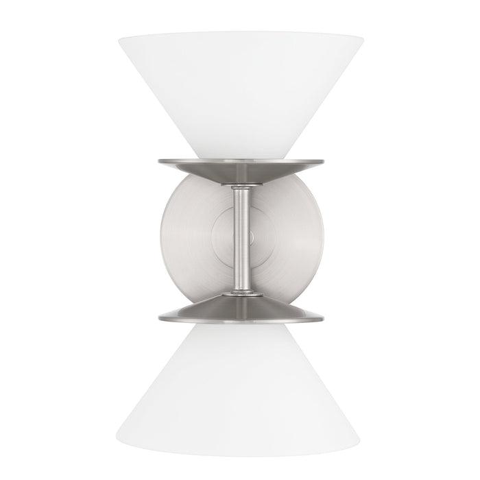 Vanity Light Thesis 207326A Tremolo 11 inch 2 light Brushed Nickel and Polished Nickel Vanity Light with Etched Opal Glass THESIS