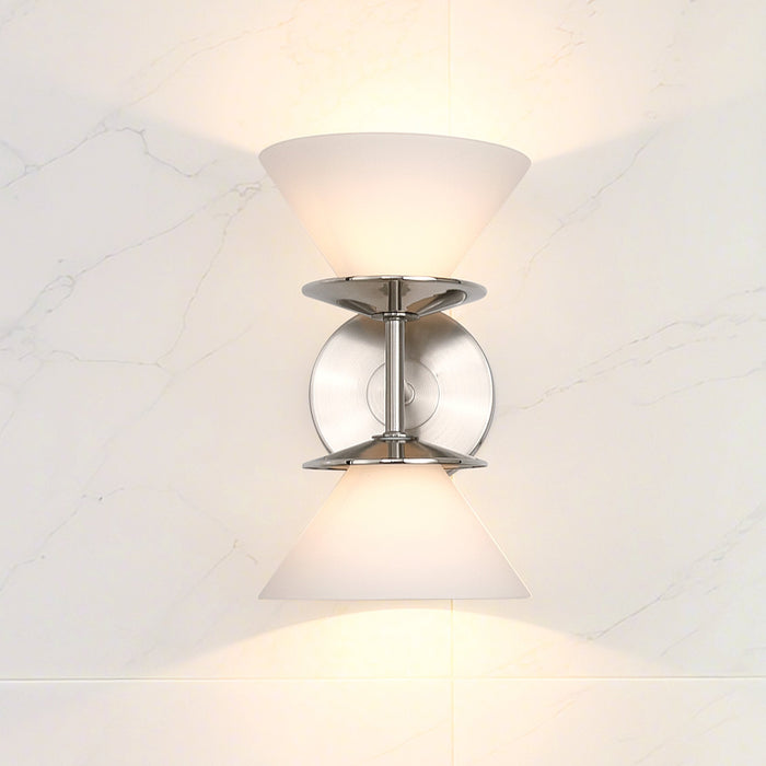 Vanity Light Thesis 207326A Tremolo 11 inch 2 light Brushed Nickel and Polished Nickel Vanity Light with Etched Opal Glass THESIS