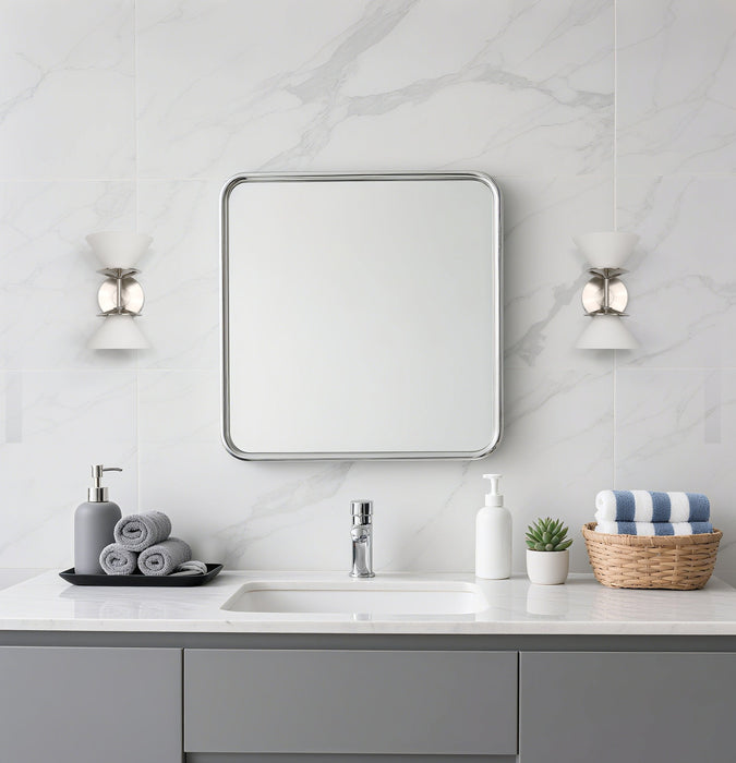 Vanity Light Thesis 207326A Tremolo 11 inch 2 light Brushed Nickel and Polished Nickel Vanity Light with Etched Opal Glass THESIS