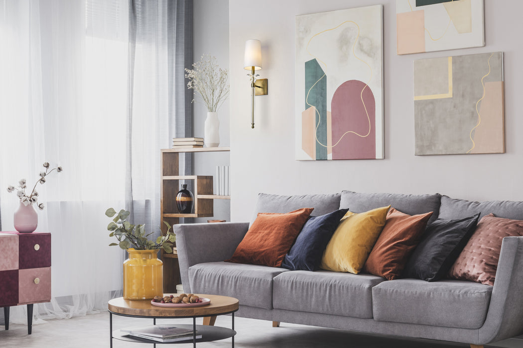 Wall Sconce Z-Lite 804-1S-RB-WH Rubbed Brass Ava 1 Light Wall Sconce Z-Lite