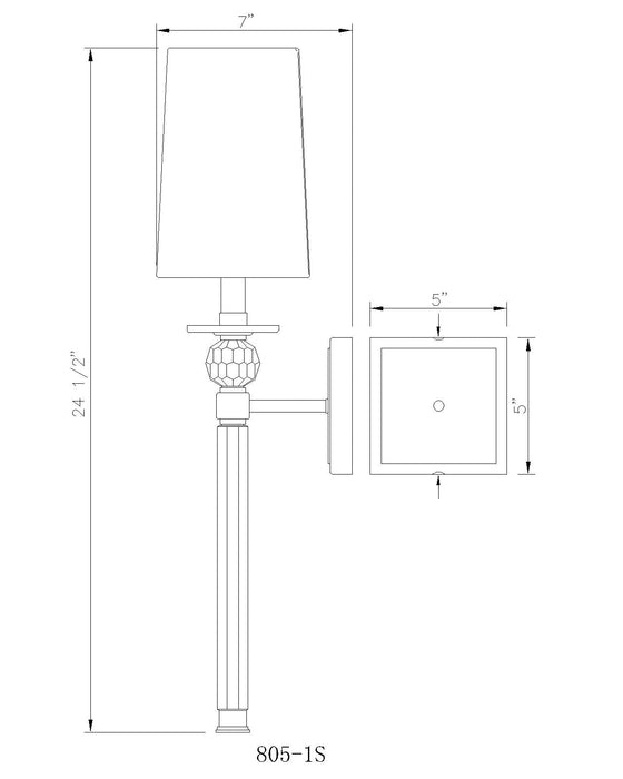 Wall Sconce Z-Lite 805-1S-PN Polished Nickel Mia 1 Light Wall Sconce Z-Lite