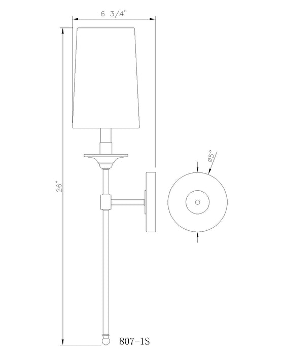Wall Sconce Z-Lite 807-1S-MB Matte Black Emily 1 Light Wall Sconce Z-Lite