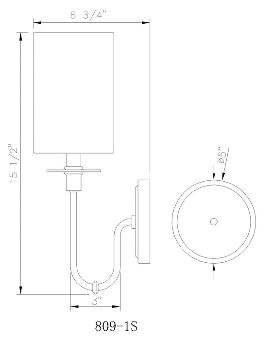 Wall Sconce Z-Lite 809-1S-BN Brushed Nickel Ella 1 Light Wall Sconce Z-Lite