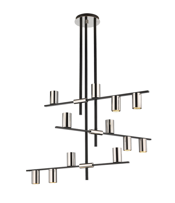 Chandelier Z-Lite 814-12MB-PN Matte Black + Polished Nickel Calumet 12 Light Chandelier Z-Lite
