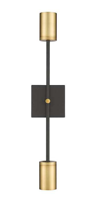 Wall Sconce Z-Lite 814-2S-MB-OBR Matte Black + Olde Brass Calumet 2 Light Wall Sconce Z-Lite