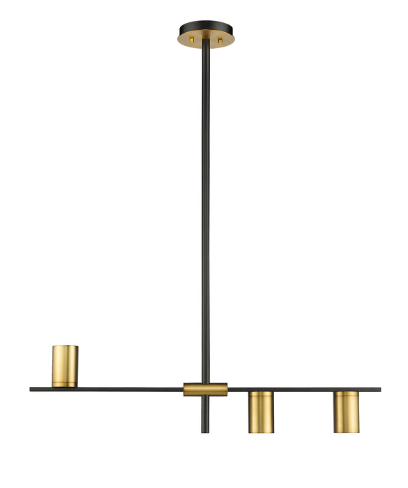 Linear Chandelier Z-Lite 814-3L-MB-OBR Matte Black + Olde Brass Calumet 3 Light Linear Chandelier Z-Lite